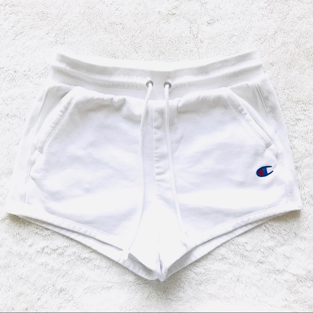 White champion reverse weave shorts